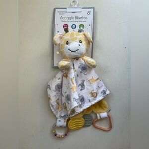 Modern Baby Yellow and White Giraffe Snuggle Blankie